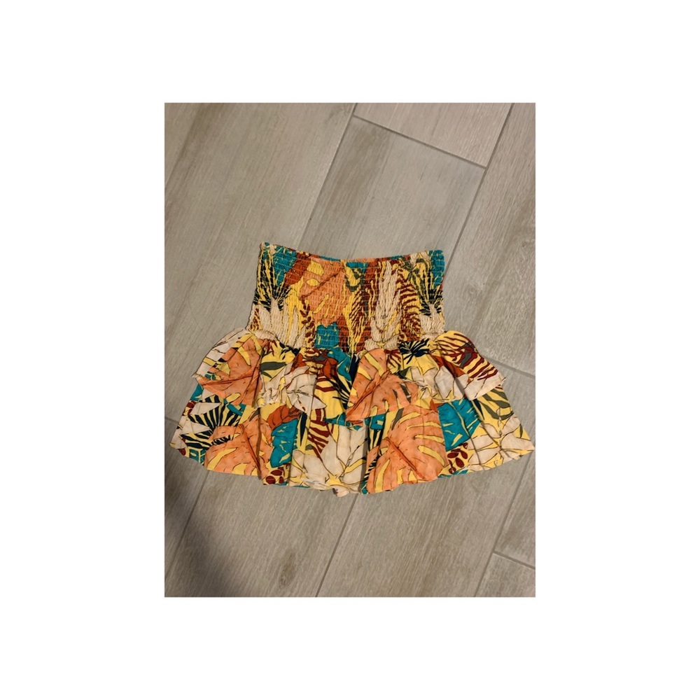 smocked mini skirt